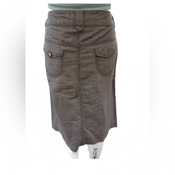 Casual Bandolera Linen Blend Grey Midi  Skirt Size 40 - Picture 3 of 10